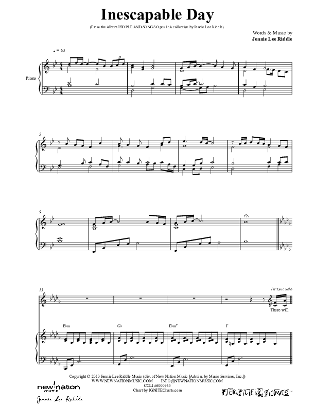 Inescapable Day Lead & Piano (Jennie Riddle / People & Songs)