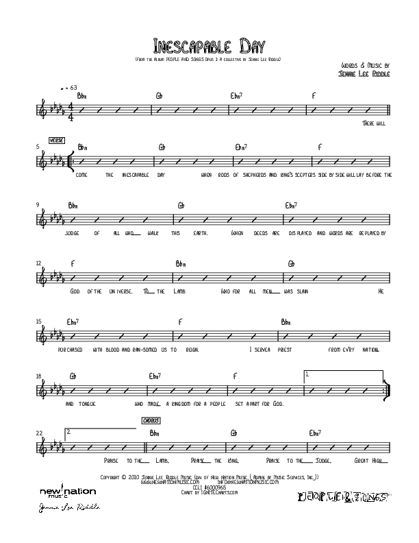 Inescapable Day Rhythm Chart (Jennie Riddle / People & Songs)
