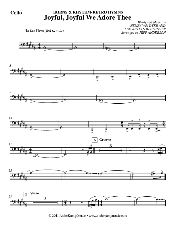 Joyful Joyful (Instrumental) Cello (Jeff Anderson)