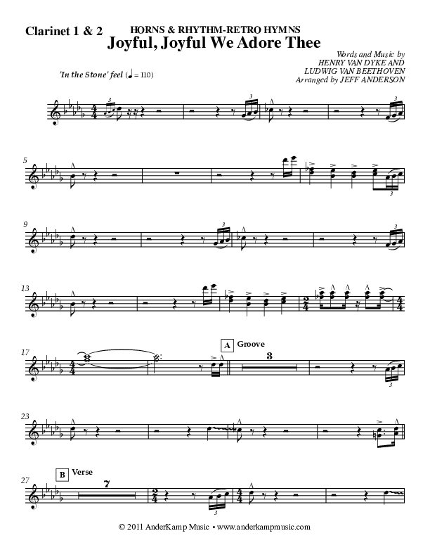 Joyful Joyful (Instrumental) Clarinet (Jeff Anderson)