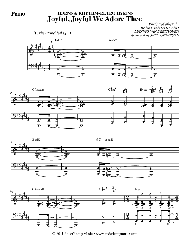 Joyful Joyful (Instrumental) Piano Sheet (Jeff Anderson)