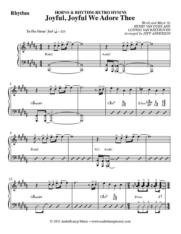 Joyful Joyful (Instrumental) Rhythm Chart (Jeff Anderson)