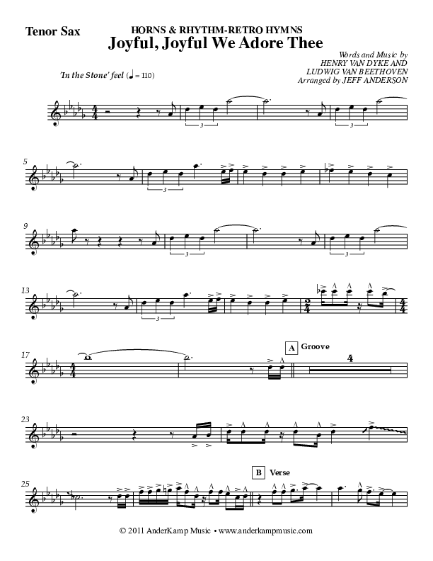 Joyful Joyful (Instrumental) Tenor Sax 2 (Jeff Anderson)