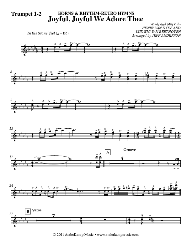 Joyful Joyful (Instrumental) Trumpet 1,2 (Jeff Anderson)