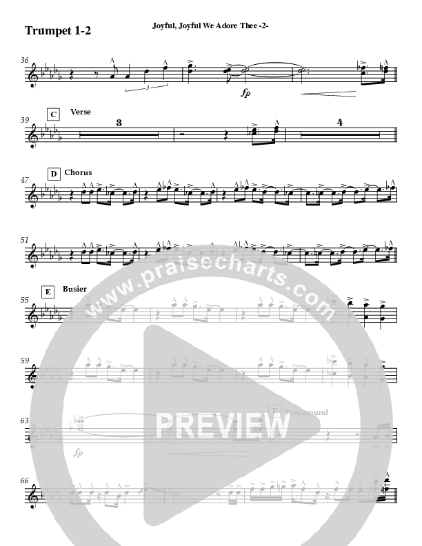Joyful Joyful (Instrumental) Trumpet 1,2 (Jeff Anderson)