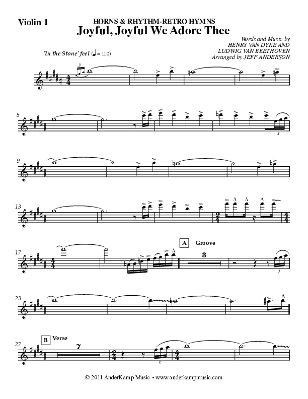 Joyful Joyful (Instrumental) Violin 1 (Jeff Anderson)