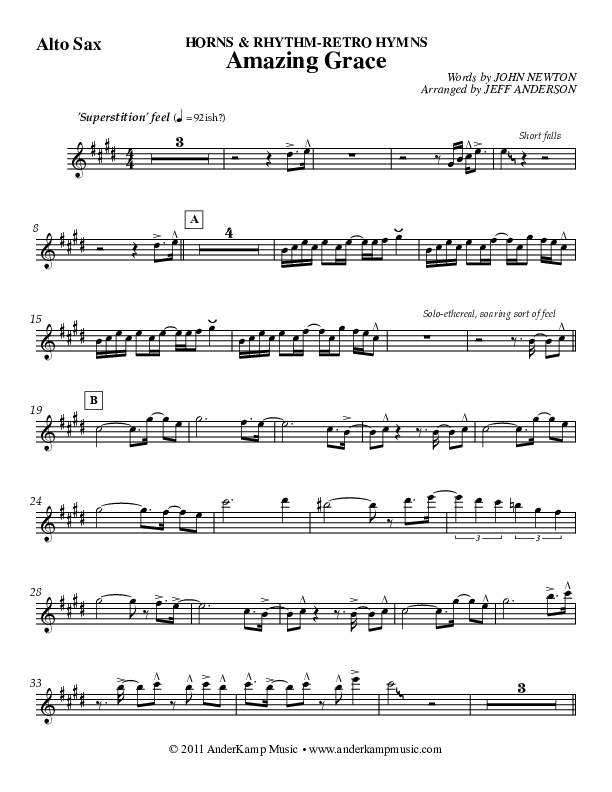 Amazing Grace (Instrumental) Alto Sax (Jeff Anderson)