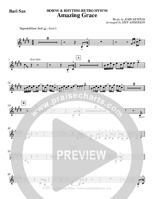 Amazing Grace (Instrumental) Bari Sax (Jeff Anderson)