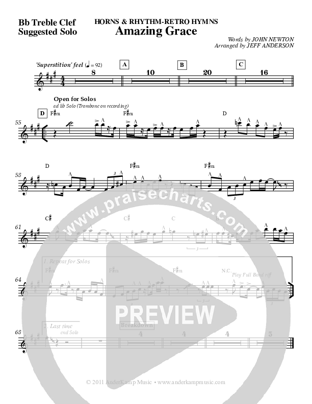 Amazing Grace (Instrumental) Bb Instruments (Jeff Anderson)