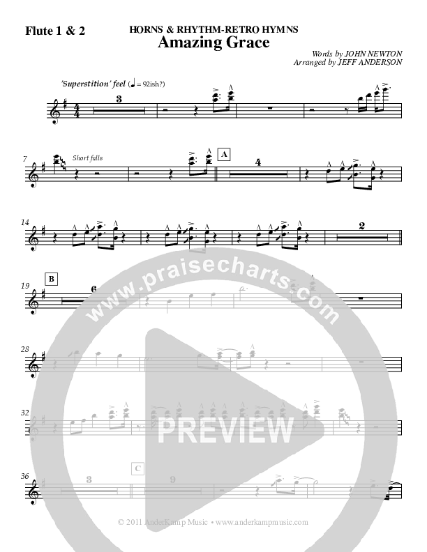 Amazing Grace (Instrumental) Flute 1/2 (Jeff Anderson)