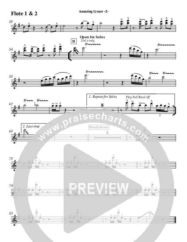 Amazing Grace (Instrumental) Flute 1/2 (Jeff Anderson)