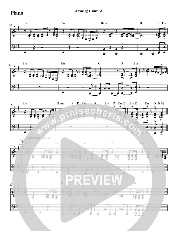 Amazing Grace (Instrumental) Piano Sheet (Jeff Anderson)