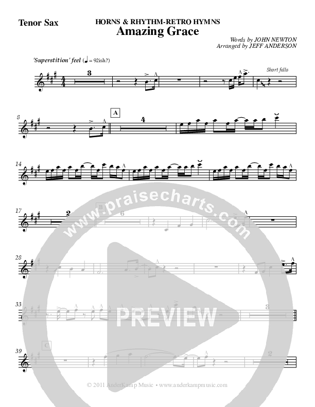Amazing Grace (Instrumental) Tenor Sax 2 (Jeff Anderson)