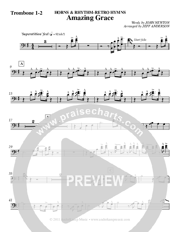 Amazing Grace (Instrumental) Trombone 1/2 (Jeff Anderson)