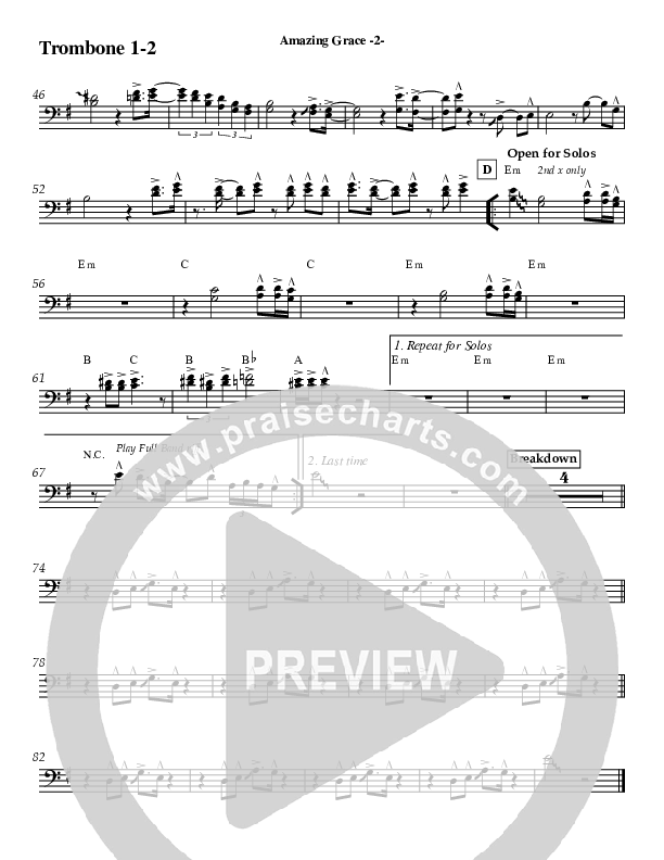 Amazing Grace (Instrumental) Trombone 1/2 (Jeff Anderson)