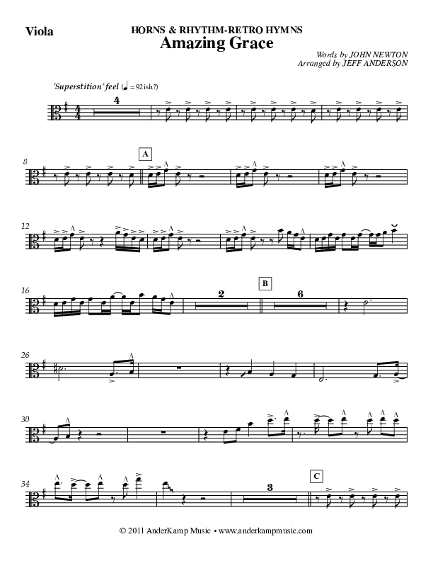 Amazing Grace (Instrumental) Viola (Jeff Anderson)