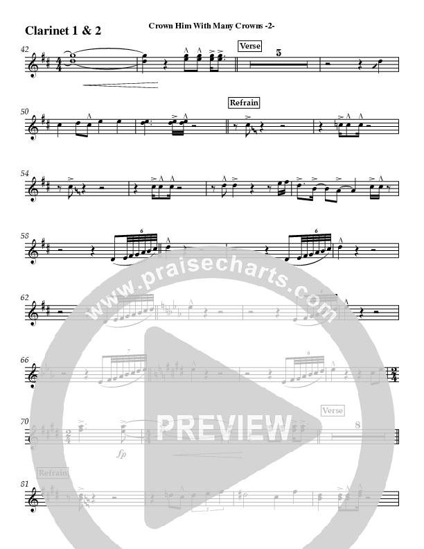 Crown Him (Instrumental) Clarinet 1/2 (Jeff Anderson)