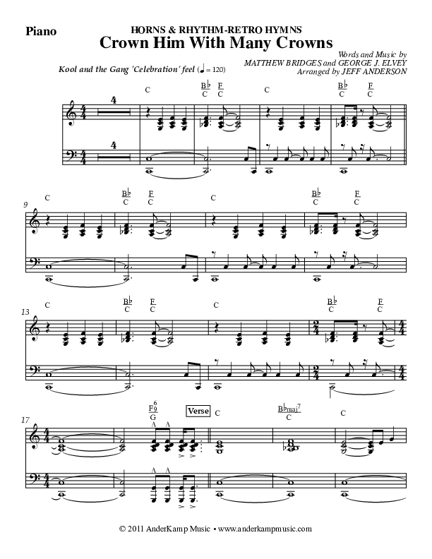 Crown Him (Instrumental) Piano Sheet (Jeff Anderson)