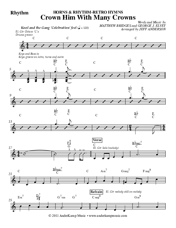 Crown Him (Instrumental) Rhythm Chart (Jeff Anderson)