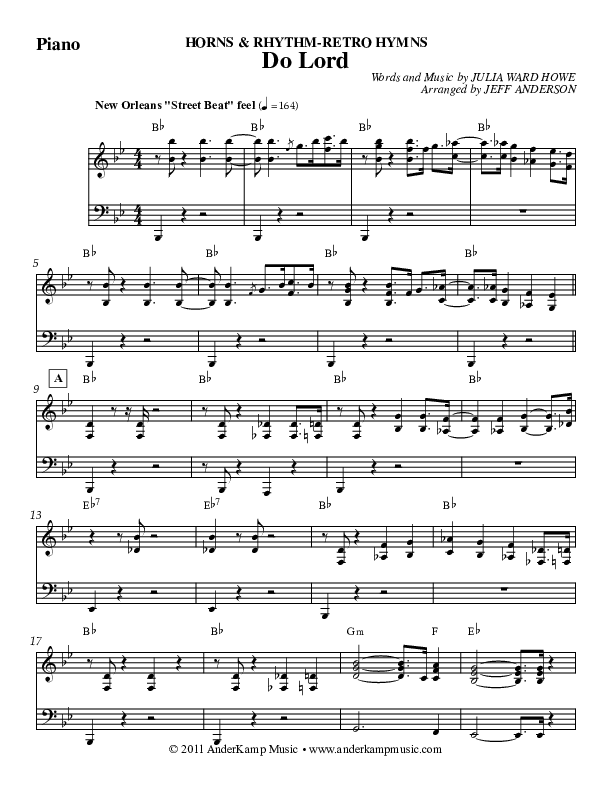 Do Lord (Instrumental) Piano Sheet (Jeff Anderson)