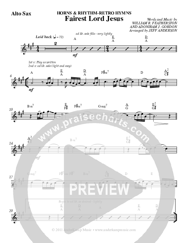 Fairest Lord Jesus (Instrumental) Alto Sax (Jeff Anderson)