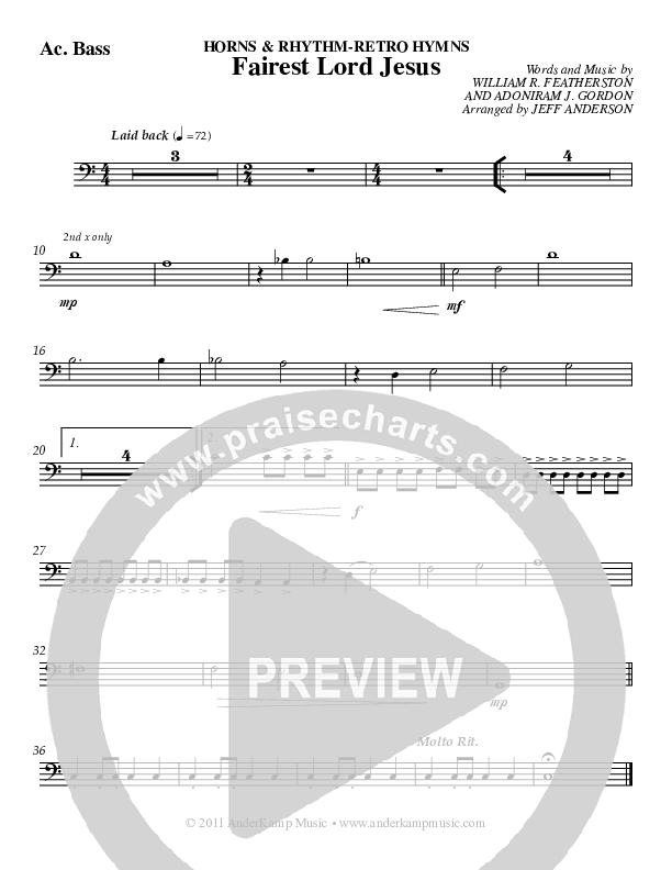 Fairest Lord Jesus (Instrumental) Bass Guitar (Jeff Anderson)