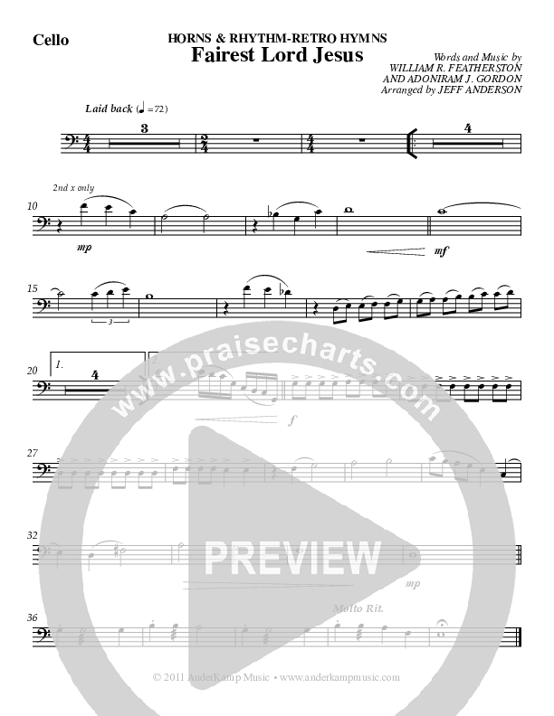 Fairest Lord Jesus (Instrumental) Cello (Jeff Anderson)