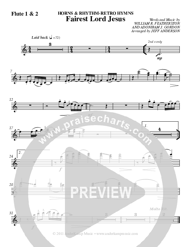 Fairest Lord Jesus (Instrumental) Flute 1/2 (Jeff Anderson)