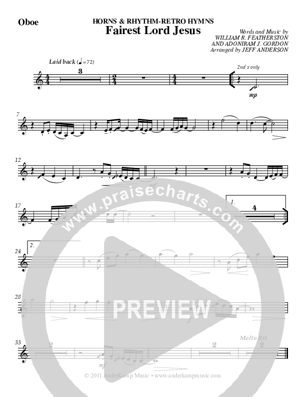 Fairest Lord Jesus (Instrumental) Oboe (Jeff Anderson)