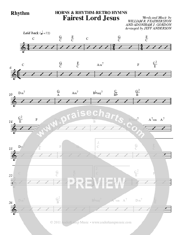 Fairest Lord Jesus (Instrumental) Rhythm Chart (Jeff Anderson)