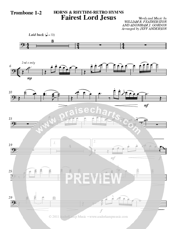 Fairest Lord Jesus (Instrumental) Trombone 1/2 (Jeff Anderson)