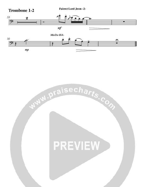 Fairest Lord Jesus (Instrumental) Trombone 1/2 (Jeff Anderson)
