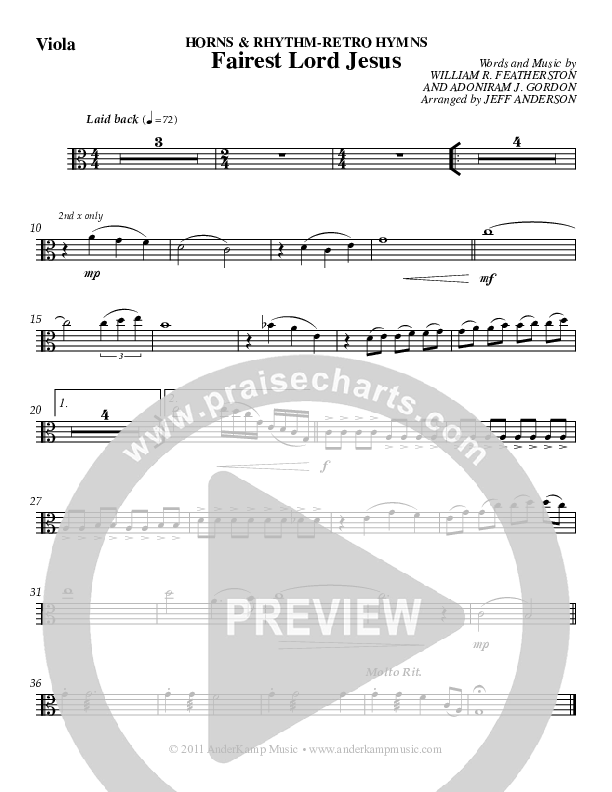 Fairest Lord Jesus (Instrumental) Viola (Jeff Anderson)