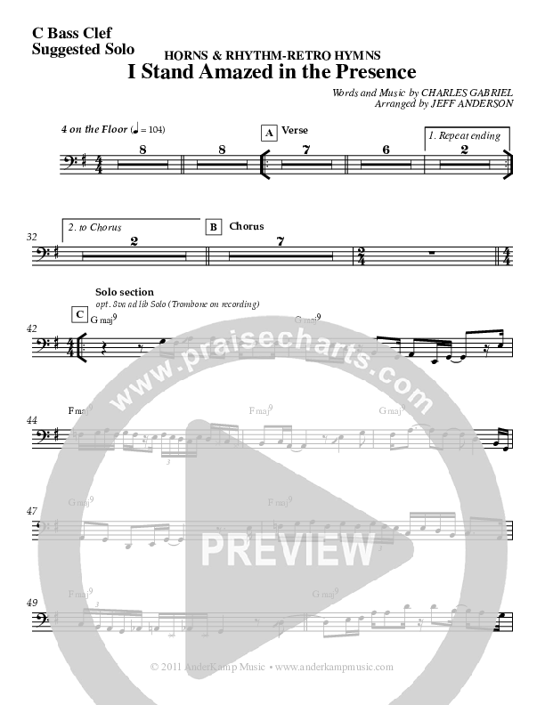 I Stand Amazed C Bass Clef Melody (Jeff Anderson)