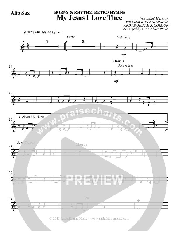 My Jesus I Love Thee Alto Sax (Jeff Anderson)
