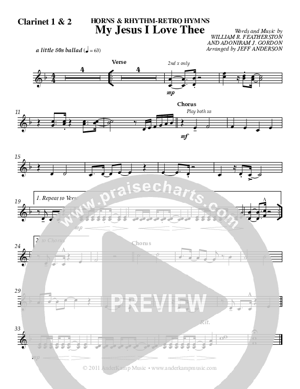 My Jesus I Love Thee Clarinet 1/2 (Jeff Anderson)