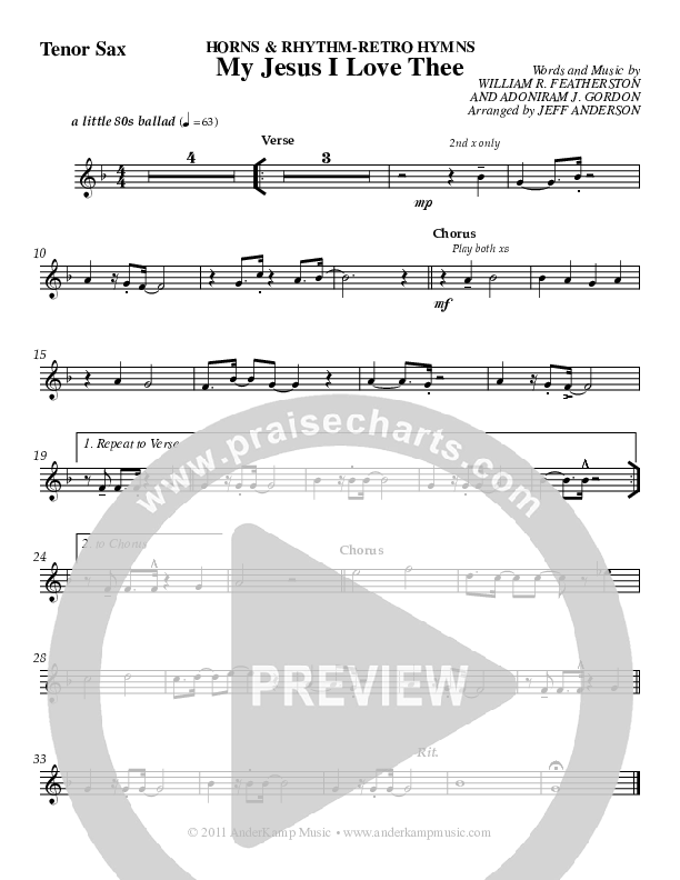 My Jesus I Love Thee Tenor Sax 2 (Jeff Anderson)