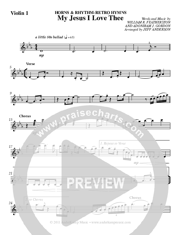 My Jesus I Love Thee Violin 1 (Jeff Anderson)