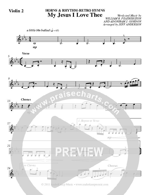 My Jesus I Love Thee Violin 2 (Jeff Anderson)