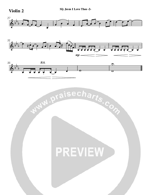 My Jesus I Love Thee Violin 2 (Jeff Anderson)