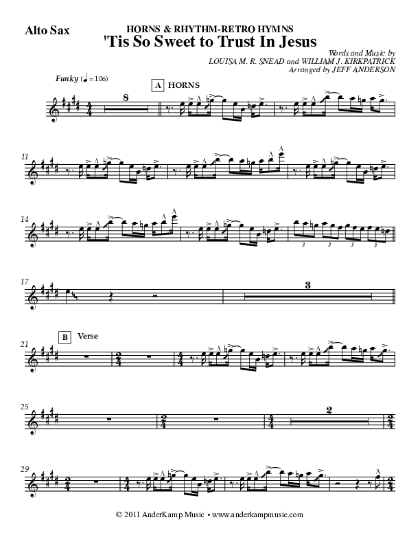 Tis So Sweet Alto Sax (Jeff Anderson)