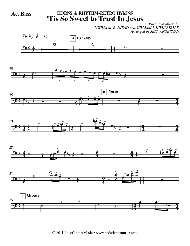 Tis So Sweet Bass Guitar (Jeff Anderson)