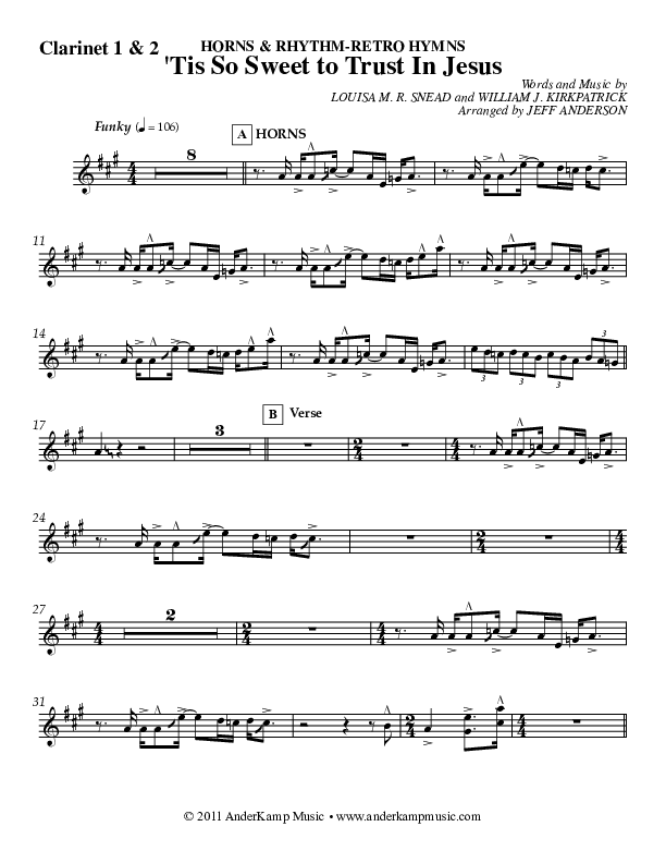 Tis So Sweet Clarinet 1/2 (Jeff Anderson)