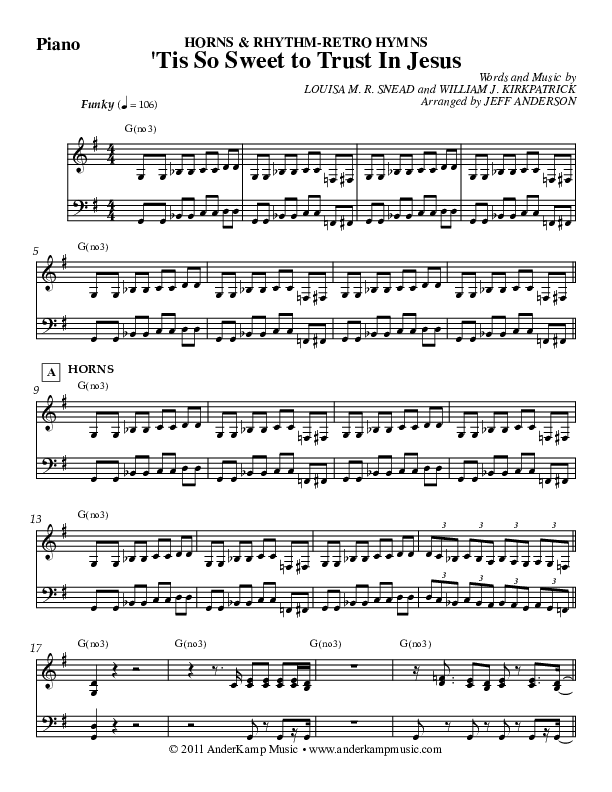Tis So Sweet Piano Sheet (Jeff Anderson)