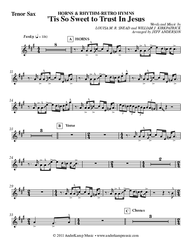 Tis So Sweet Tenor Sax 2 (Jeff Anderson)