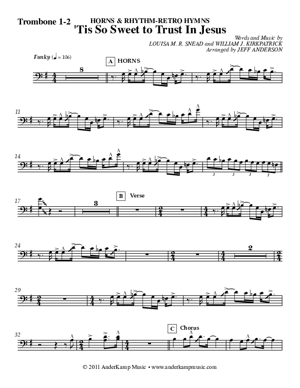 Tis So Sweet Trombone 1/2 (Jeff Anderson)
