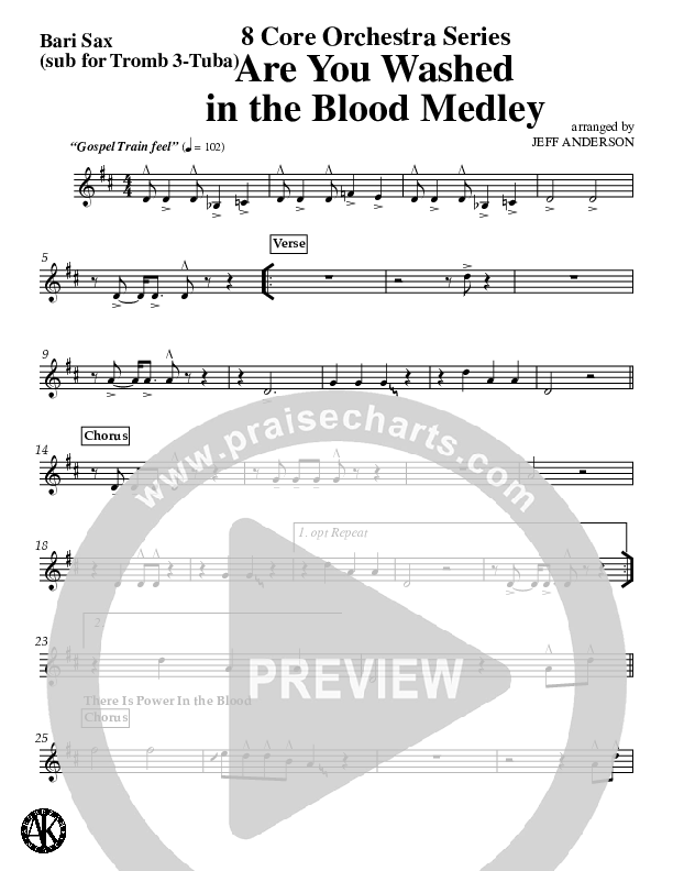 Are You Washed In The Blood Medley (Instrumental) Bari Sax (Jeff Anderson)