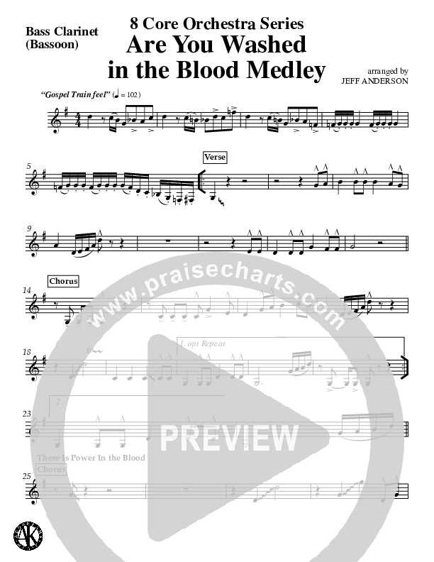 Are You Washed In The Blood Medley (Instrumental) Bass Clarinet (Jeff Anderson)