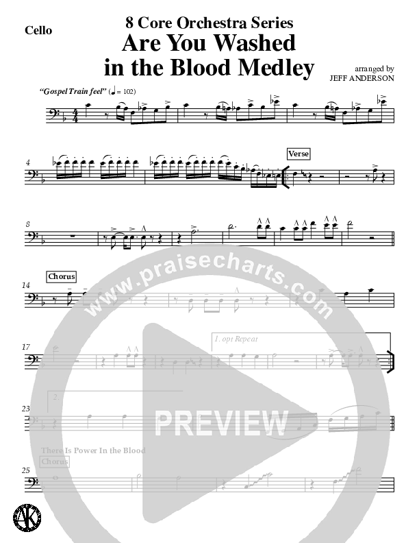 Are You Washed In The Blood Medley (Instrumental) Cello (Jeff Anderson)