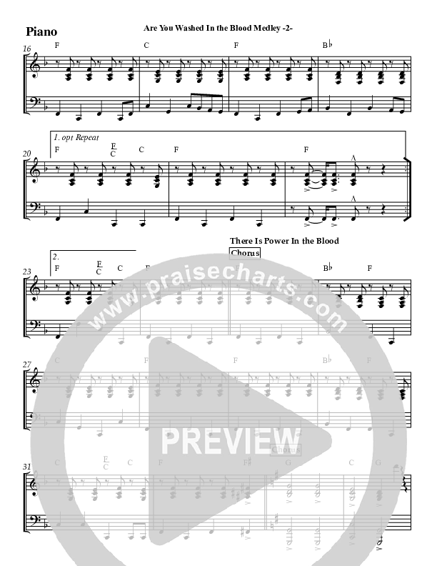 Are You Washed In The Blood Medley (Instrumental) Piano Sheet (Jeff Anderson)